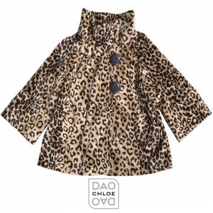 Simply Chloe Dao (Project Runway🏆) Leopard Print Swing Coat, Faux Fur Sz M, NWT